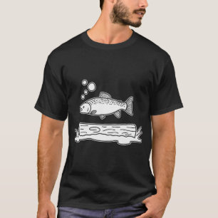 A salmon next to a driftwood log in a flowing stre T-Shirt