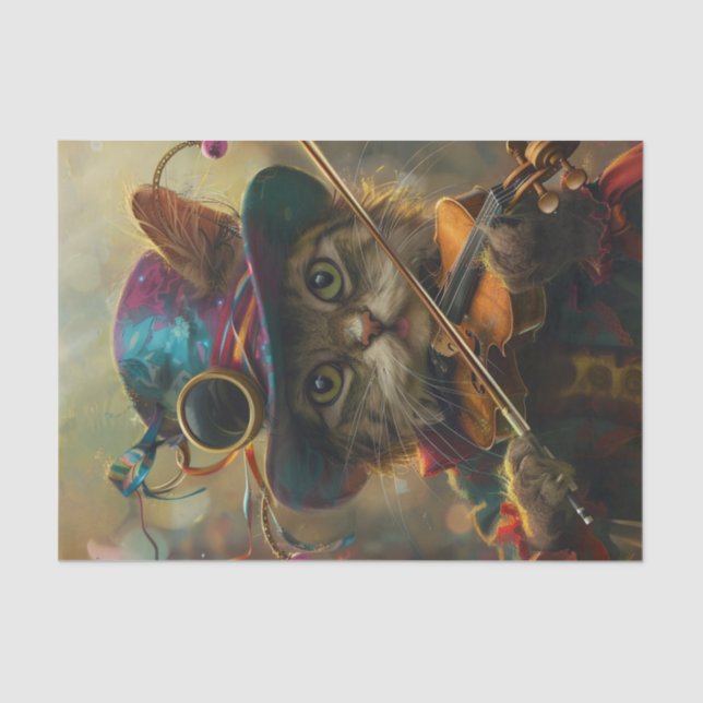 A Sassy Cat Playing a Violin Tissue Paper (Front)