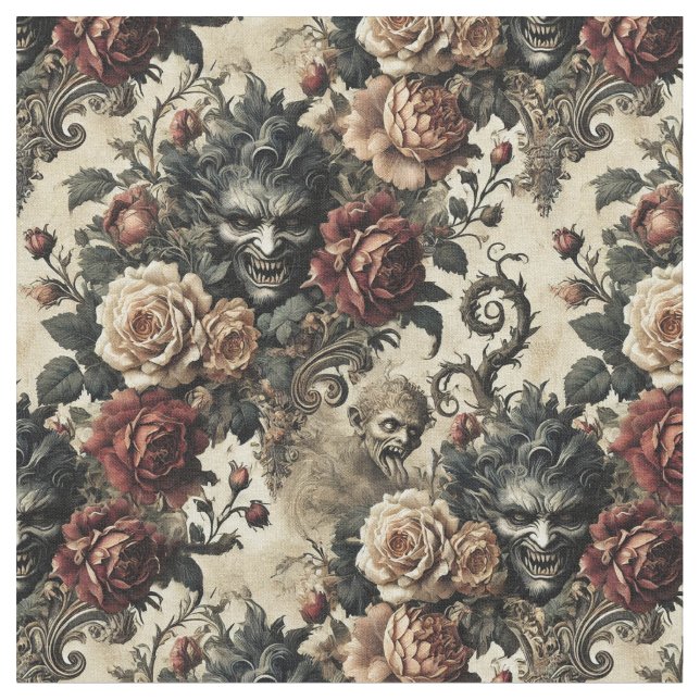 A Savage Sanctum – Gothic Classic Tile Fabric (Close Up)