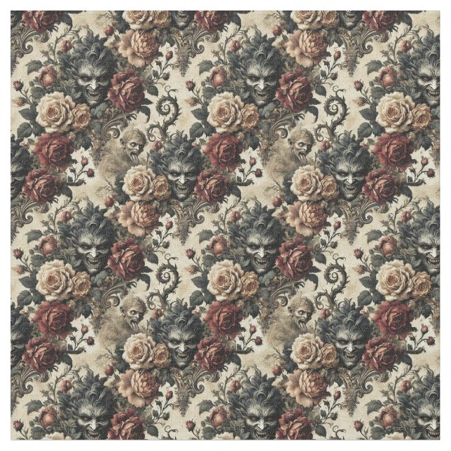 A Savage Sanctum – Gothic Dense Tile Fabric (Close Up)
