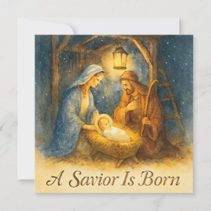 A Savior Is Born Nativity Christmas Holiday Card
