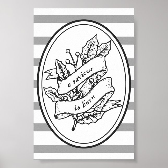 A Saviour Is Born Christian Christmas Wall Art (Front)