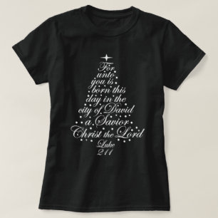 A Saviour is Born Luke 2-11 Christmas Tree Shirts