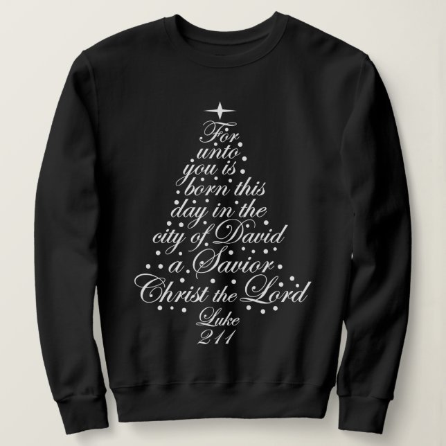 A Saviour is Born Luke 2-11 Christmas Tree Shirts (Design Front)