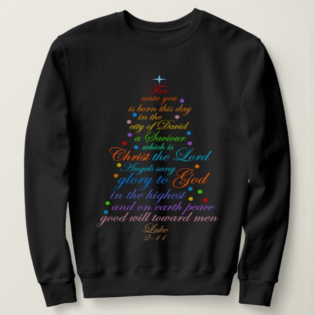 A Saviour is Born Luke 2-11 Christmas Tree Shirts (Design Front)