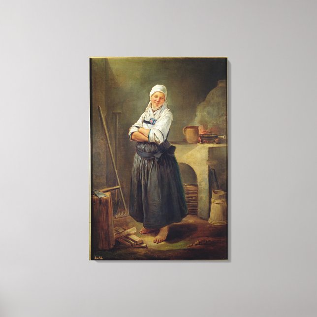 A Saxon Villager in her Kitchen (oil on canvas) Canvas Print (Front)
