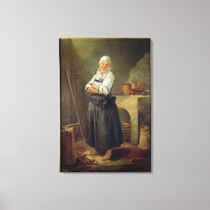 A Saxon Villager in her Kitchen (oil on canvas) Canvas Print
