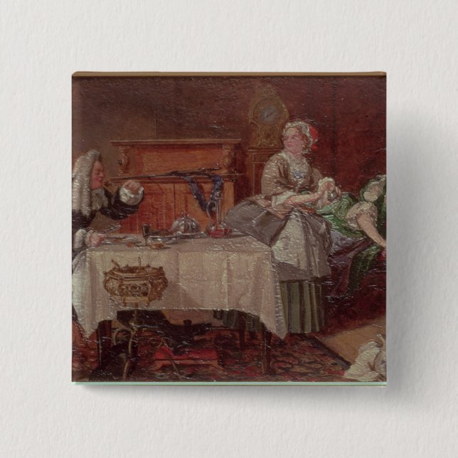 A Scene from 'Tartuffe' by Moliere, 1850 15 Cm Square Badge (Front)