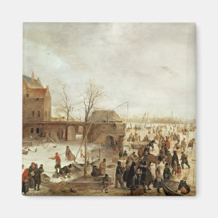 A Scene on the Ice near a Town, c.1615 Magnet