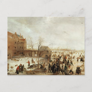 A Scene on the Ice near a Town, c.1615 Postcard