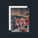 A Scenic Family Dinner at the Bridge Postcard<br><div class="desc">A collage made and photographed by Angelandspot in the year 2026 with vintage images from a magazine of a family eating dinner and a bridge at night</div>