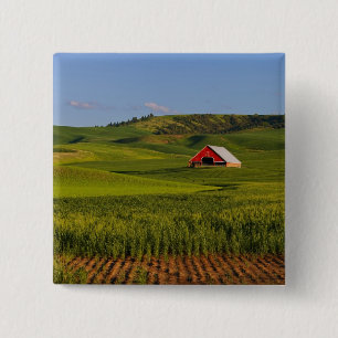 A scenic view of a barn in Moscow Idaho. 15 Cm Square Badge