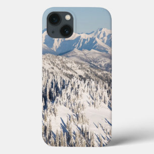 A Scenic View of Snowy Mountains and Trees. iPhone 13 Case