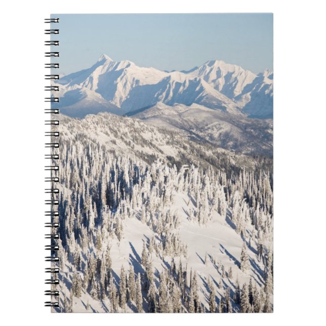 A Scenic View of Snowy Mountains and Trees. Notebook (Front)