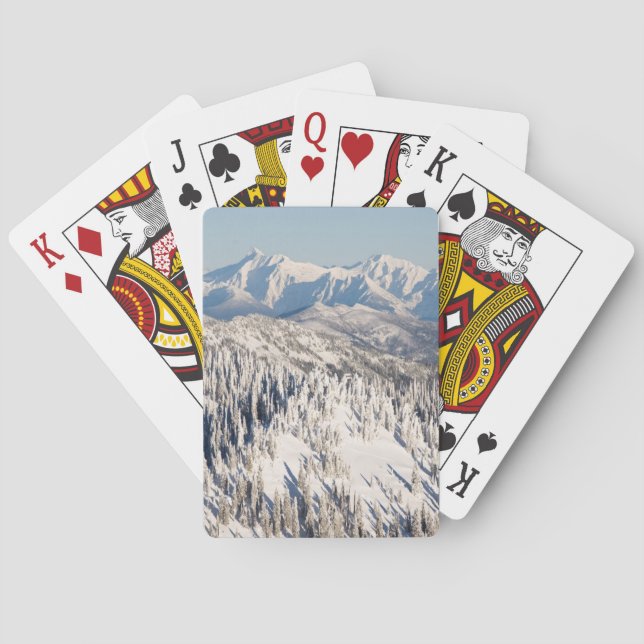 A Scenic View of Snowy Mountains and Trees. Playing Cards (Back)