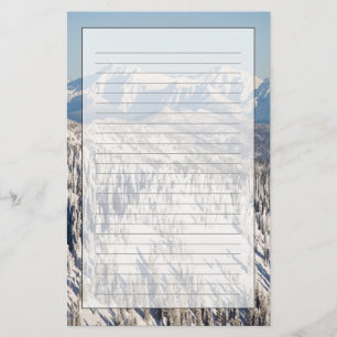 A Scenic View of Snowy Mountains and Trees. Stationery