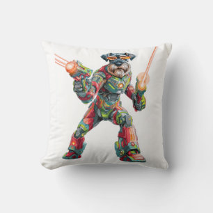 A_schnauzer_in_futuristic_armo Cushion