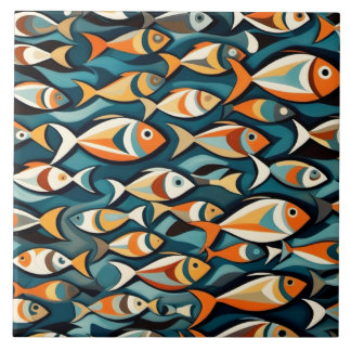 a school of fish art deco style tile