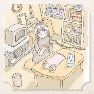 a scooping room paper coaster