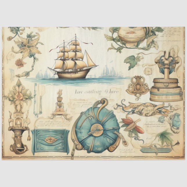 A Scrappy Nautical Series Design 14 Tissue Paper (Front)