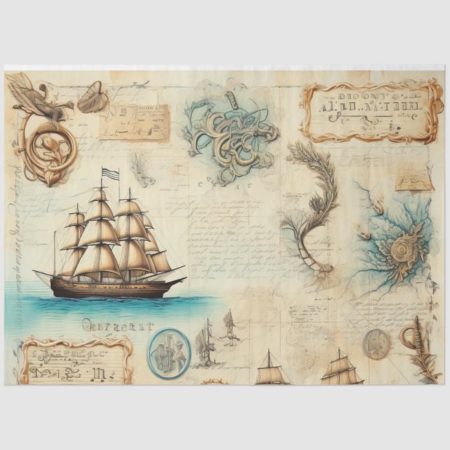 A Scrappy Nautical Series Design 3 Tissue Paper (Front)