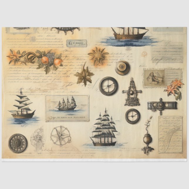 A Scrappy Nautical Series Design 6 Tissue Paper (Front)