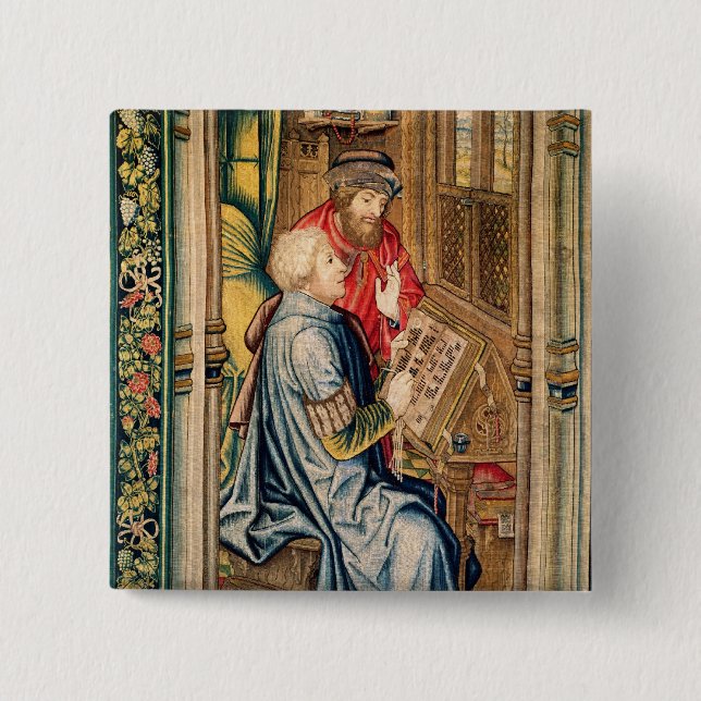 A Scribe Writing an Account 15 Cm Square Badge (Front)