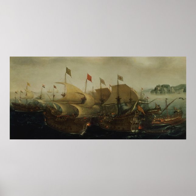 A Sea Action, possibly the Battle of Cadiz, 1596 Poster (Front)