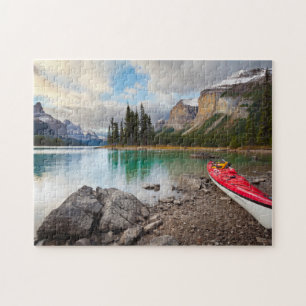 A sea kayak ashore at Spirit Island Jigsaw Puzzle
