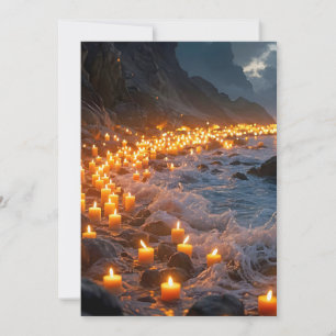 A sea of candlelight on the beach, Condolence Card