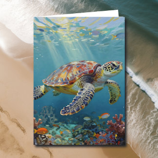 A Sea Turtle Themed Birthday Card