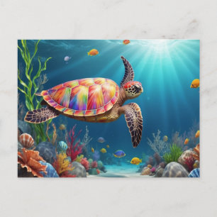 A Sea Turtle's Swim in the Ocean Depths Postcard