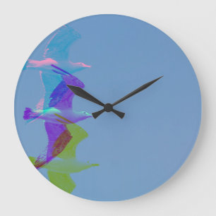 A seagull on  wall clock 