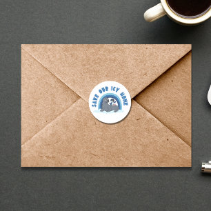 A seal and a penguin "Save Our Icy World"cartoon