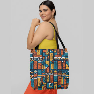 A seamless abstract pattern with various geometric tote bag
