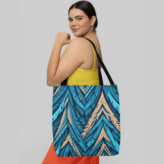 A seamless pattern of abstract blue and orange tote bag