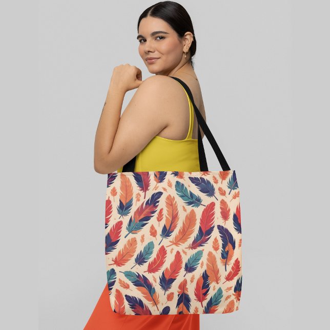 A seamless pattern of colourful feathers tote bag (Creator Uploaded)