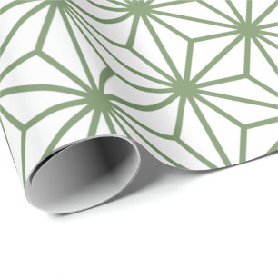 A seamless pattern of interlocking green geometric wrapping paper