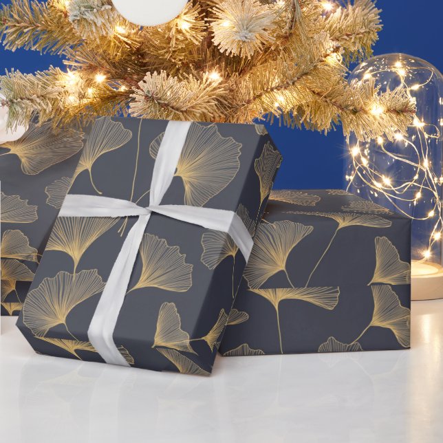 A Seamless Pattern With Leaves Of Ginkgo Leaf Wrapping Paper (Holidays)
