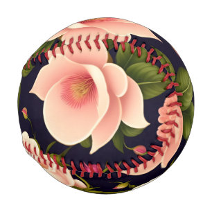 A seamless pattern with pink roses on a dark backg baseball