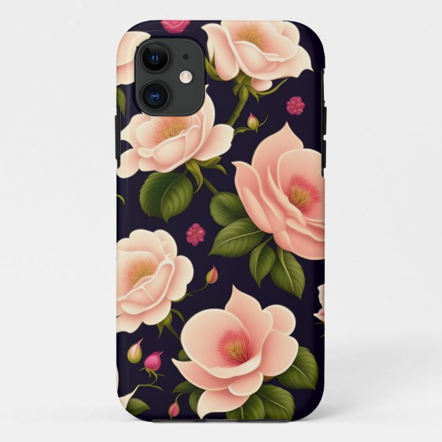 A seamless pattern with pink roses on a dark backg Case-Mate iPhone case (Back)