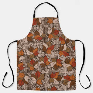 A seamless pattern with randomly arranged maple le apron