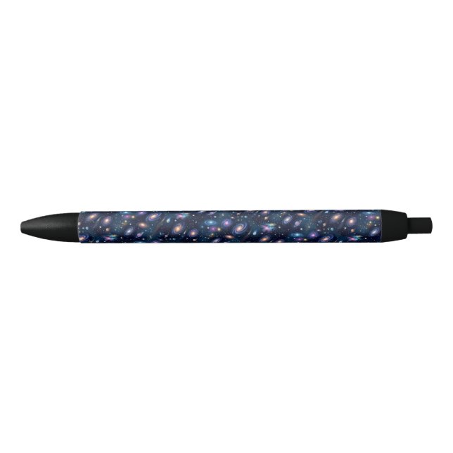 A Seamless Space Pattern of Galaxies and Planets Black Ink Pen (Front)