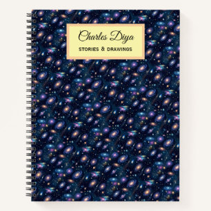 A Seamless Space Pattern Pattern Personalised Name Notebook
