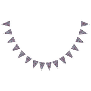 A seamless, symmetrical pattern featuring repeatin bunting