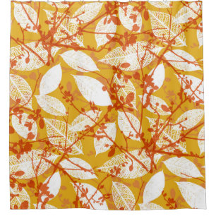 A seamless vintage background pattern of autumn le shower curtain