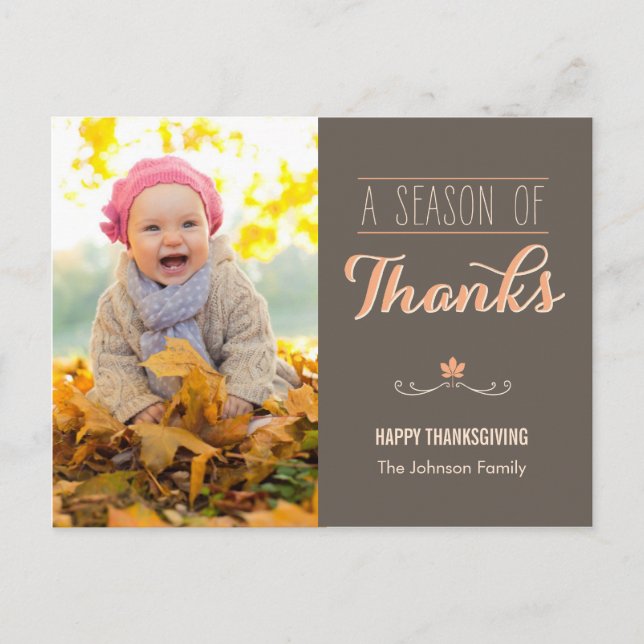 A Season of Thanks Thanksgiving Photo Card (Front)