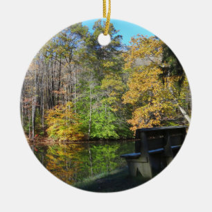 A Seat with an Autumn View in Pennsylvania Ceramic Tree Decoration