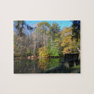 A Seat with an Autumn View in Pennsylvania Jigsaw Puzzle