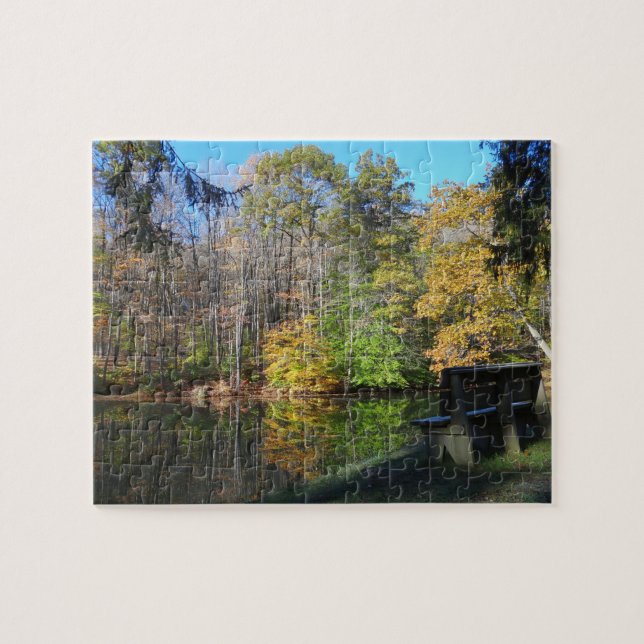A Seat with an Autumn View in Pennsylvania Jigsaw Puzzle (Horizontal)